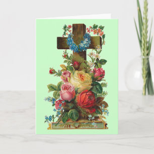 Antike Blumenkreuz Karte