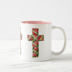Antike Blumenkreuz Zweifarbige Tasse