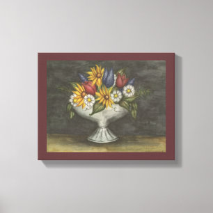 Antike Blumenleinwand-Kunst im Vintage-Stil Leinwanddruck