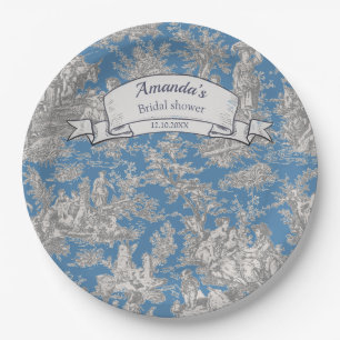 Antike Blumenmuster-Dusche in Türkis Toile de Jouy Pappteller