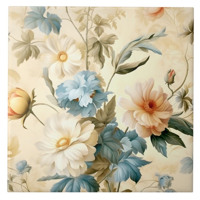 Antike Blumenmuster Fliese (Vorderseite)