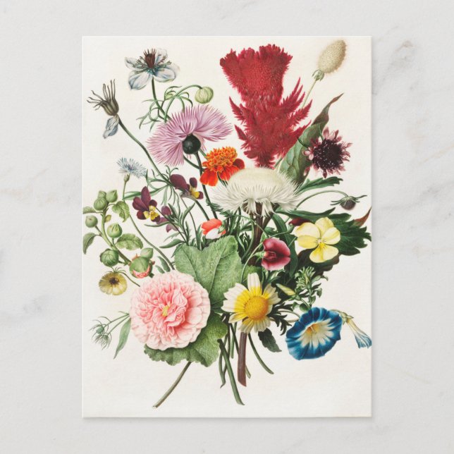 Antike Blumenmuster Postkarte (Vorderseite)