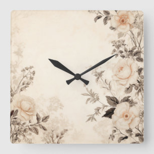 Antike Blumenmuster Quadratische Wanduhr
