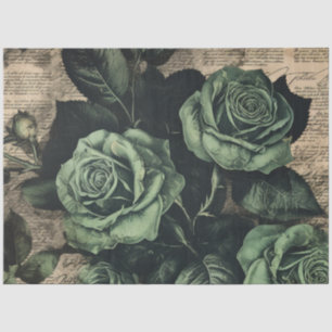 Antike Blumenrose Gründecoupage Seidenpapier
