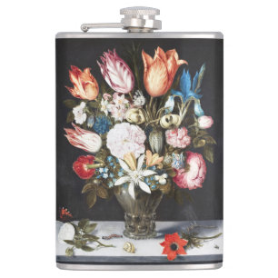 Antike Bosschaert niederländische Tulpen und Rosen Flachmann