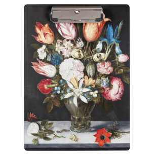 Antike Bosschaert niederländische Tulpen und Rosen Klemmbrett