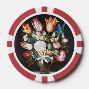 Antike Bosschaert Niederländische Tulpen und Rosen Pokerchips