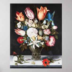 Antike Bosschaert niederländische Tulpen und Rosen Poster