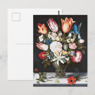 Antike Bosschaert niederländische Tulpen und Rosen Postkarte
