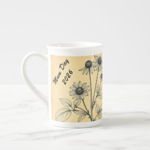Antike Botanik Kräutertee Minimalistisch Prozellantasse