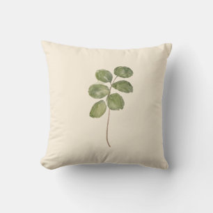 Antike botanische Aquarell-Rundblätter Creme Ton Kissen