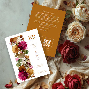 Antike Botanische Cottagecore-Girlande Hochzeit Save The Date