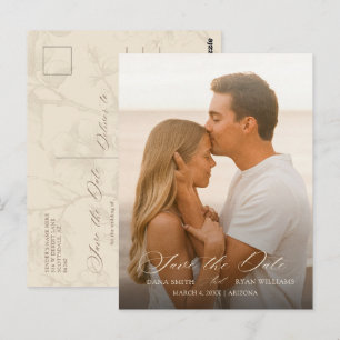 Antike Botanische Elfenbein-Hochzeit Save the Date Postkarte