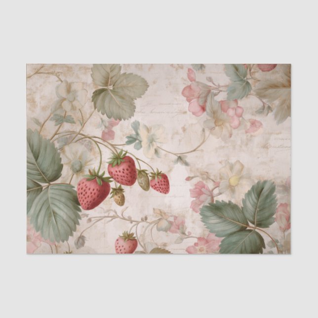 Antike botanische Erdbeeren Seidenpapier (Vorderseite)