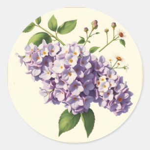 Antike botanische Flieder- und Kamillenblüten Runder Aufkleber