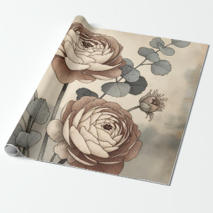 Antike Botanische Geschenkpapier mit Wildblumen