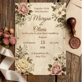 Antike botanische Hochzeitseinladung | Antique Sep Einladung