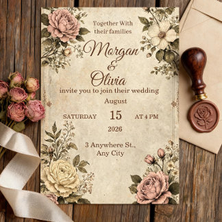 Antike botanische Hochzeitseinladung | Antique Sep Einladung