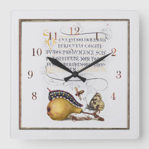 Antike botanische Illustration Quadratische Wanduhr