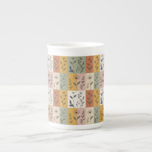 Antike Botanische Patchwork-Blumen-Tasse Prozellantasse