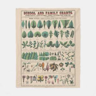 Antike botanische Schultafel Vintage Natur Fleecedecke