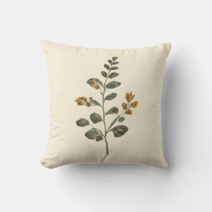 Antike botanische Wildblumen-Salbei-Senf-Cream Kissen