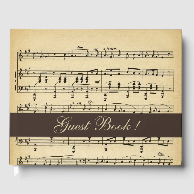 Antike braune Musik Siehe aktualisiert Gästebuch (Vorderseite)
