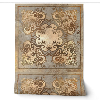 Antike braune Sepia-Ornamentfliese 1 Tapete
