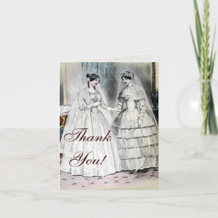 Antike Braut Hochzeit Vintage Weiß Dankeskarte
