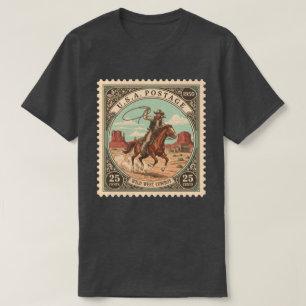 Antike Briefmarke Wilder Westen Cowboy T-Shirt