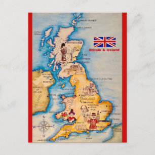 Antike Britannien- und Irland-Landkarte auf Postka Postkarte