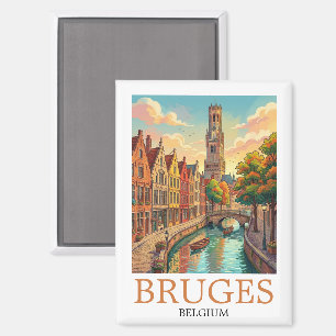 Antike Brügge Belgien Kanal Kunst Magnet