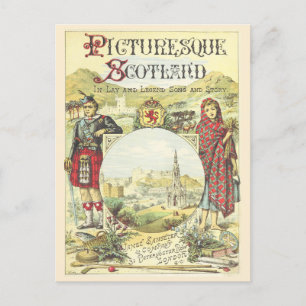 Antike Buchcover Bilderreiches Schottland Postkarte
