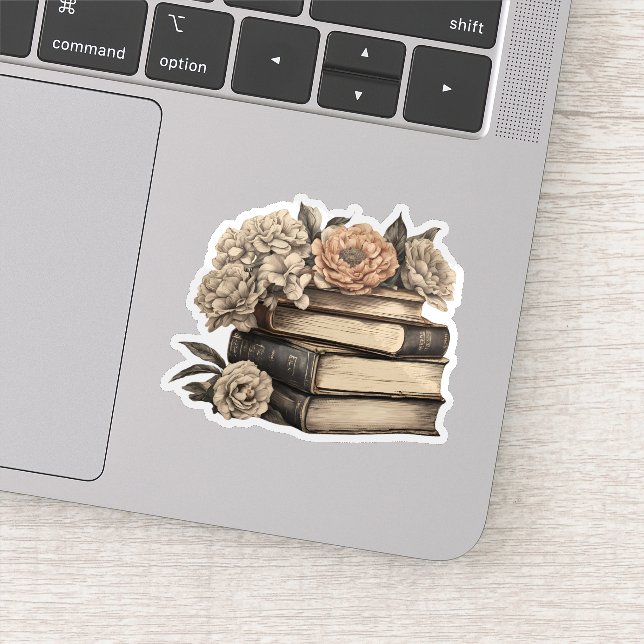 Antike Bücher und Blume wasserdicht Aufkleber (Detail)