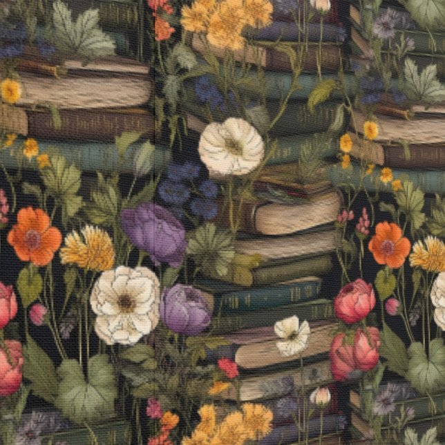 Antike Bücher und Blumen Tapete (Naht)