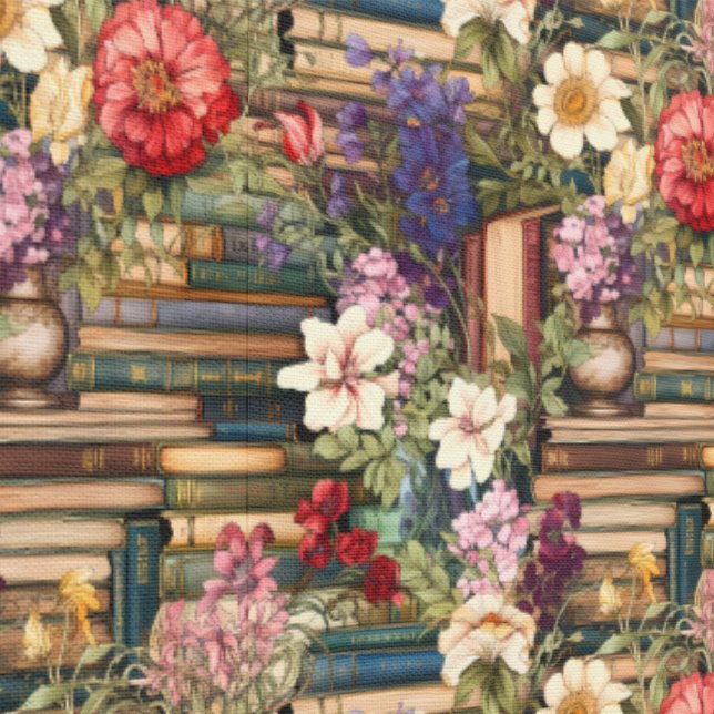 Antike Bücher und Blumen Tapete (Naht)