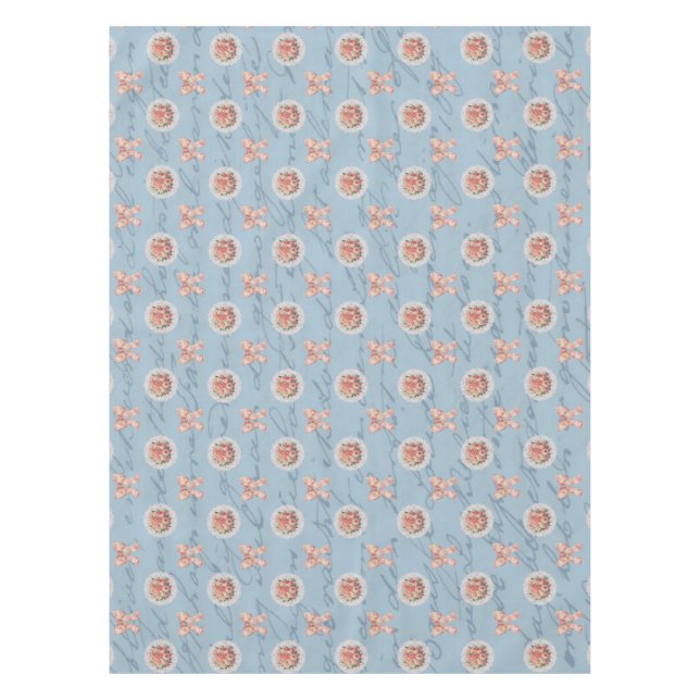 Antike Buchstaben Vintage Rose Seilraupen Tischdecke (Vorderseite)