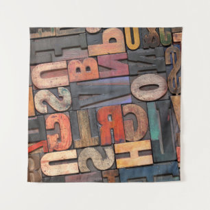 Antike Buchstabenblöcke mit Farbtinte Wandteppich