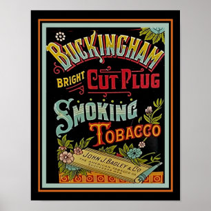 Antike Buckingham Plug Tobacco Werbung Poster