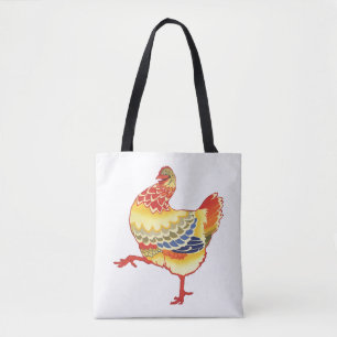 Antike bunte Hofhühner vom Bauernhof Tasche
