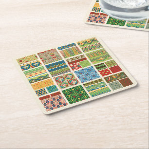 Antike bunte Patchwork-Papier-Serviette Rechteckiger Pappuntersetzer