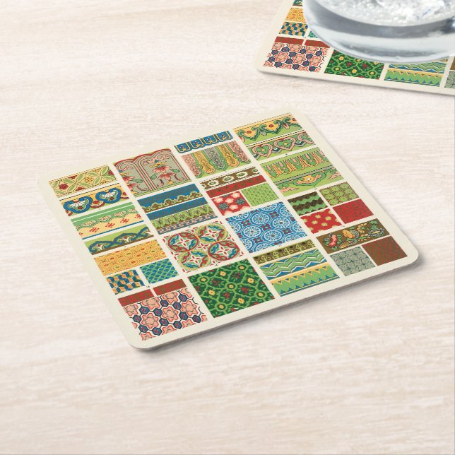 Antike bunte Patchwork-Papier-Serviette Rechteckiger Pappuntersetzer (angewinkelt)