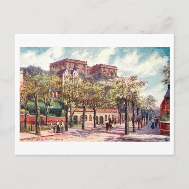 Antike Burg Nottingham Postkarte (Vorderseite)