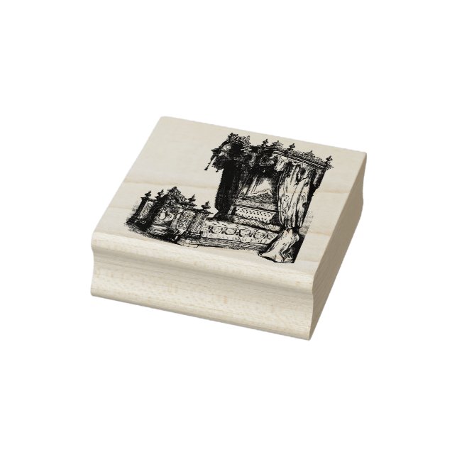 Antike Canoper Bed franz. Mobiliar Vintage Kunst Gummistempel (Stempel)