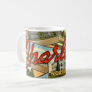 Antike Charlotte NC Postkarte Kaffeetasse
