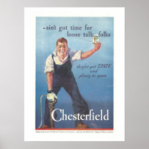 Antike Chesterfield Zigarettenwerbung Poster