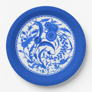 Antike chinesische Jakobsblume - Kobalt Blau Pappteller