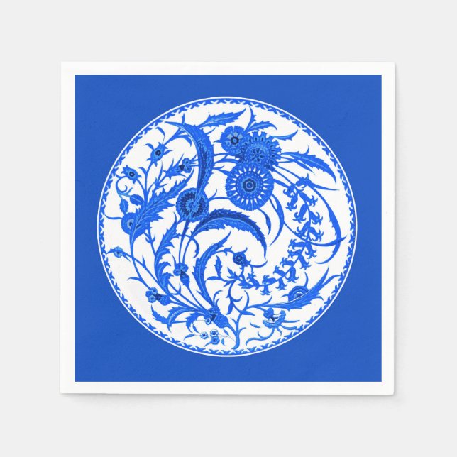 Antike chinesische Jakobsblume - Kobalt Blau Serviette (Vorderseite)