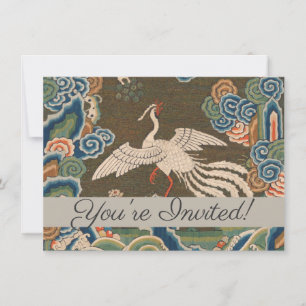 Antike chinesische weiße Vogel-Seidenstickerei-Dru Einladung