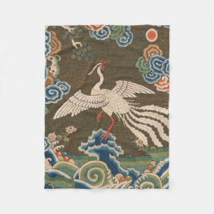 Antike chinesische weiße Vogel-Seidenstickerei-Dru Fleecedecke